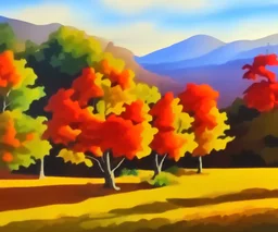 Gouache landscape autumn