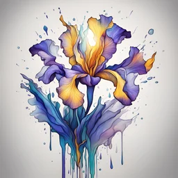 Iris, Soaring Spirit in color sketch note hydro dripping art style