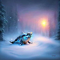 romantic fantasy spray painting, william Turner ,snow shark snow boarding in tube