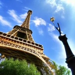 Turtle and Eiffel Tower and sky