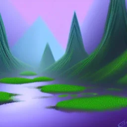 dense florest landscape, rain, digital art