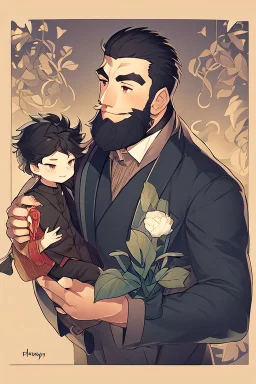 man with beard, handsome and happy, holding wife with black hair. Romantic and in love