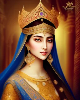 A beautiful Arab Muslim princess from the Abbasid era , beautiful portrait, flowery landscape