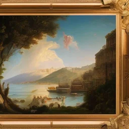 oil on canvas landscape of Sorrento with view of sea and Vesuvius erupting style SCHOOL OF NAPLES SECOND HALF OF THE XIX CENTURY Micco Spadaro art