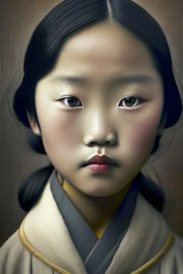 portrait of a chinese girl 11 years old, modern photography