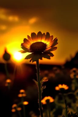 золотой цветок на фоне заката