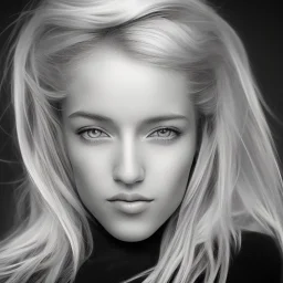 black and white portrait of a blond woman