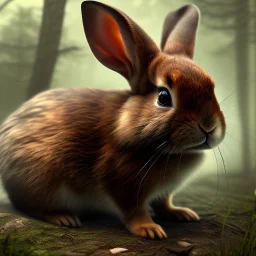 Forest in steampunk rabbit, extremely detailed, UHD, 8k,The close-up camera effect,sharp focus,perfect,position,hyperphotorealistic