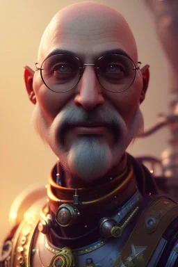 portrait of a bald Atul Bhardwaj, steampunk, unreal 5, octane render, cinema4d, dynamic lighting, soft lighting, 4k, redshift render, highly detailed, hyper realistic