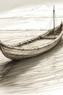 Boceto de una canoa a orillas del mar al estilo de da vinci