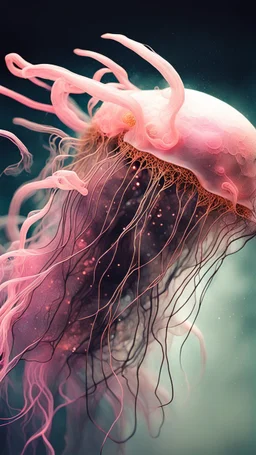 photo RAW, (Black and pink : Portrait of a ghostly jellyfish, shiny aura, highly detailed, gold filigree, intricate motifs, organic tracery, by Android jones, Januz Miralles, Hikari Shimoda, glowing stardust by W. Zelmer, perfect composition, smooth, sharp focus, sparkling particles, lively coral reef background Realistic, realism, hd, 35mm photograph, 8k), masterpiece, award winning photography, natural light, perfect composition, high detail, hyper realistic, artful, digital art trending