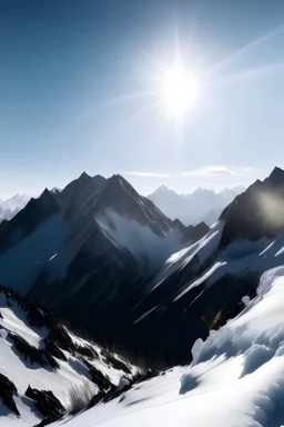 berge mit Schnee und sonne