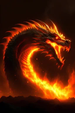 dragon inside a huge fire
