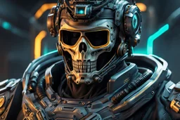 Ghost with skull mask and Body parts mechanism in 8k realistic cgi drawing style, call of duty them, close picture, neon, intricate details, highly detailed, high details, detailed portrait, masterpiece,ultra detailed, ultra quality