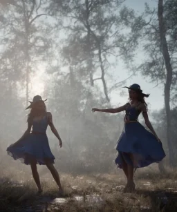 young beautifil witches dancing