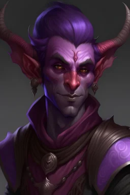 Purple-skinned male Tiefling