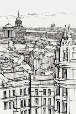Nottingham cityscape ink minimalist loose outline sketch