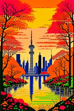 shanghai in autumn in the style of Hiroshi Nagai