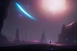 Epic futuristic street, exoplanet in the sky, sci-fi, concept art, ultra hd 4k