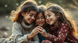 Beautiful happy telepathic young boys and girls playing together, finesse, devotion, serendipity, best friends, exquisite composition, beauty, magic, fantasy, close foreground detail, beautiful intricate insanely detailed octane render, 16k artistic photography, photorealistic concept art, soft natural volumetric cinematic perfect light, chiaroscuro, award-winning photograph, masterpiece