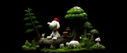 woodland forest with snoopy smoking a joint, high detail