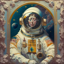 astronaut in the style of orthodox paintings