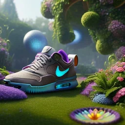 pixar style, volumetric summer garden environment and background, realistic painting of Nike sneaker, looking excited, volumetric lighting, dramatic lighting, detailed digital painting, extreme dense and fine fur, anime, ornate, colour-washed colors, elegant, small minutiae, tiny features, particulars, centered, smooth, sharp focus, renderman gofur render, 8k, uhd, detailed eyes, realistic shaded volumetric lighting, sunlight caustics, backlight, centered camera view