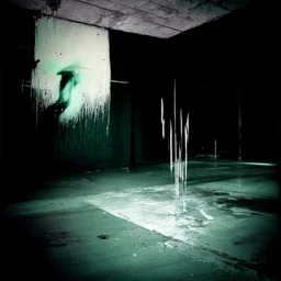 Minimal abstract oil paintings graffiti in a desolate 1960s carpark concrete fragments and road markings. Broken pipes. Blurry outlines. In the style of Justin Mortimer and Francis Bacon. Neon light.