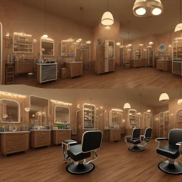 inside modern barber shop in osmanic style,türkis, 8k, extremly detailed, wohlhabend, cinema4d, 3d render, creative, complex, shining, much light, cannabis