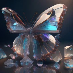 fusion of a butterflies and gem transparent, realistic photograph , 3d render, octane render, intricately detailed, cinematic,