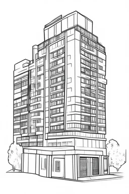 A 5 STAR AMAZING MODERN HOTEL, flat vector, full view, only draw lines, clean line art, –no sketch, color, –ar 3:4, white background, minimalistic black lines, minimal black color, low level black colors, coloring page, avoid thick black colors, thin black line art, avoid colors, perfect shape, perfect clear lines,