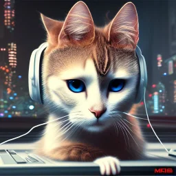 Gato DJ cyberpunk