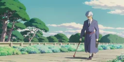  blind man , holding cane, walking ,