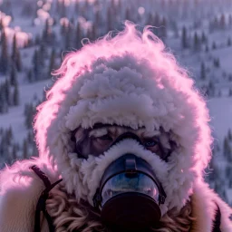 Yeti in an elastomeric respirator, Kananaskis Country