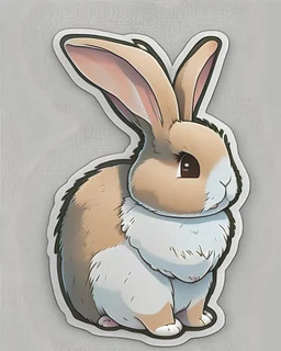 lindo conejo, sticker, detallado, fondo blanco, caricatura