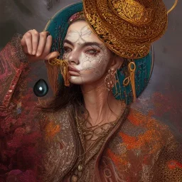 Insanely detailed photograph of an “portrait of a meriachi ” with intricate Sombrero, intricate embroidered charo, mustachioed clear face and hyperdetailed painting by Ismail Inceoglu Huang Guangjian and Dan Witz CGSociety ZBrush Central fantasy art album cover art,8K, hdr, romantic, mysterious, ominous, cigar smoke, jewelry, comfort, natural eyes,naked,tasteful