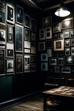 Background of a large, dark place with posters
