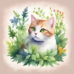 remove any animals in the picture. a watercolor art style of catnip treat, to be used as a game icon, dont make it colorful,