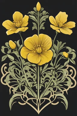 Stylized Emblem of a yellow Primrose. RWBY animation style
