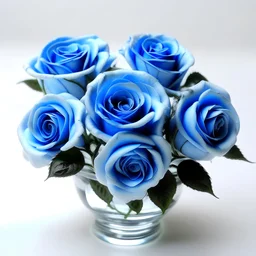 Symmetrical design blue roses bouquet pattern style clear fine handpainted