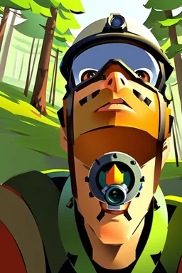 TF2 engineer taking a selfie at the forest