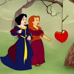 Snow White meets a witch selling poisoned apples