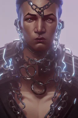 Full body Cyberpunk Greek statue of a man in chains, future classic, unreal engine, high details in face and body, epic, , digital painting, digital illustration, extreme detail, digital art, 4k, ultra hd, hyper detailed, greg rutkowski, dan mumford, trending on artstation, hyperdetailed, neoclassicism, unreal engine