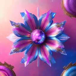  glitter and cristal flower pink and blue in a galactic ambiance, delicate colors in the foreground, full of details, smooth, light effect，vaporwave colorful, smooth, extremely sharp detail, finely tuned detail, ultra high definition, 8 k, unreal engine 5, ultra sharp focus