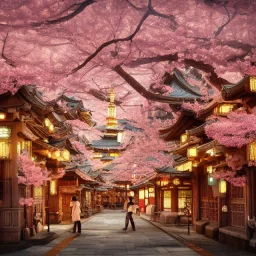 Tokyo, Japan carved from intricate wood, ornate, magical, with cotton candy cherryblossom trees, 8k resolution, high-quality, fine-detail, intricate, digital art, detailed matte, volumetric lighting, illustration, 3D octane render, brian froud, howard lyon, selina french,