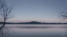 evening atmosphere calm and solitude, lake + moon, horizon + wind