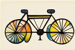 bicycle in the style of Paul klee ink transfer