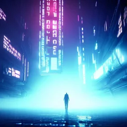 afterlife in the digital void, thriller vibe, 4k, moody cinematic lighting, realistic, highly detailed, blade runner style, blue and purple, highly detailed, conceptual art, volumetric, octane render, unreal engine, extreme detailed, dust in air