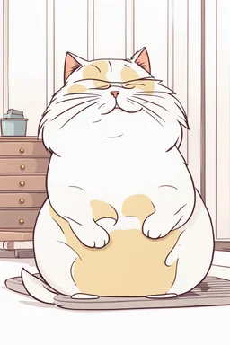 A fat spoiled cat having his hair combed, looking rich,yawny,3d animation ,funny