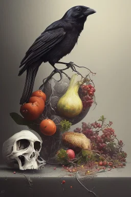 nature morte. crow . surrealism